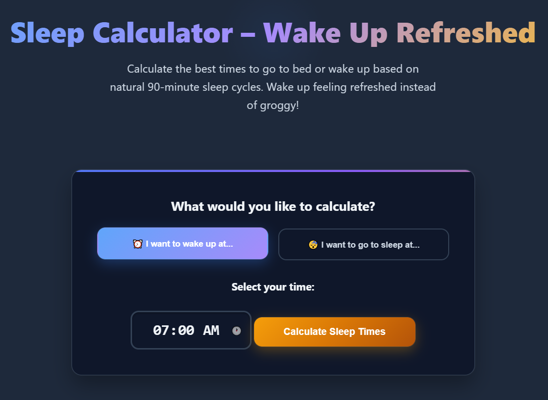 SleepyClock: Calculate Your Perfect Sleep Schedule and Wake Up Refreshed sleep calculator sleeping zones